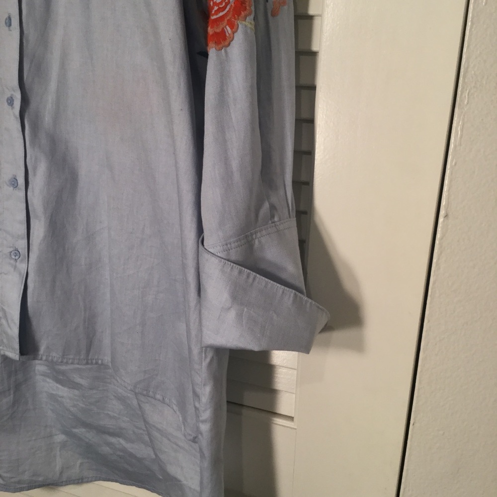 Zara Embroidered Denim Blouse - Picture 4 of 8